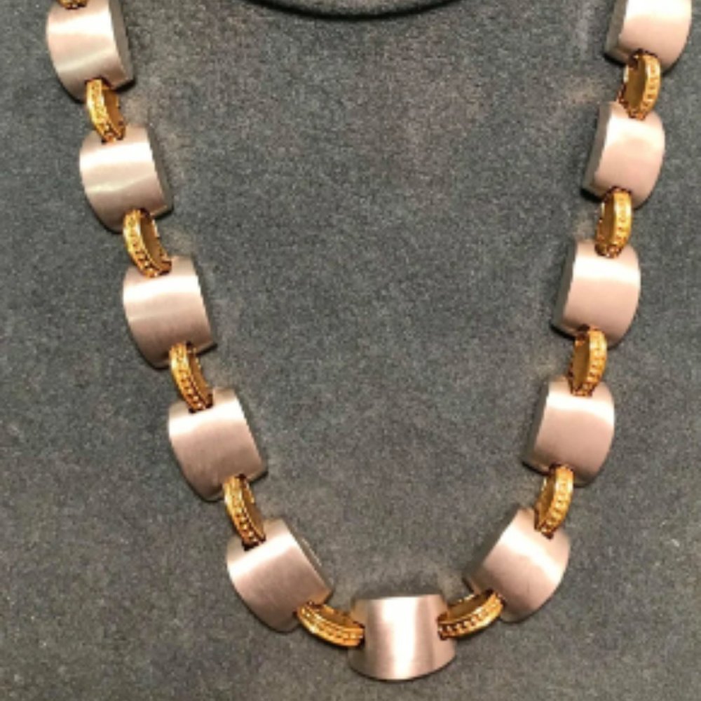 BUTLER gold tone and silver stainless steel toned necklace 18.5"